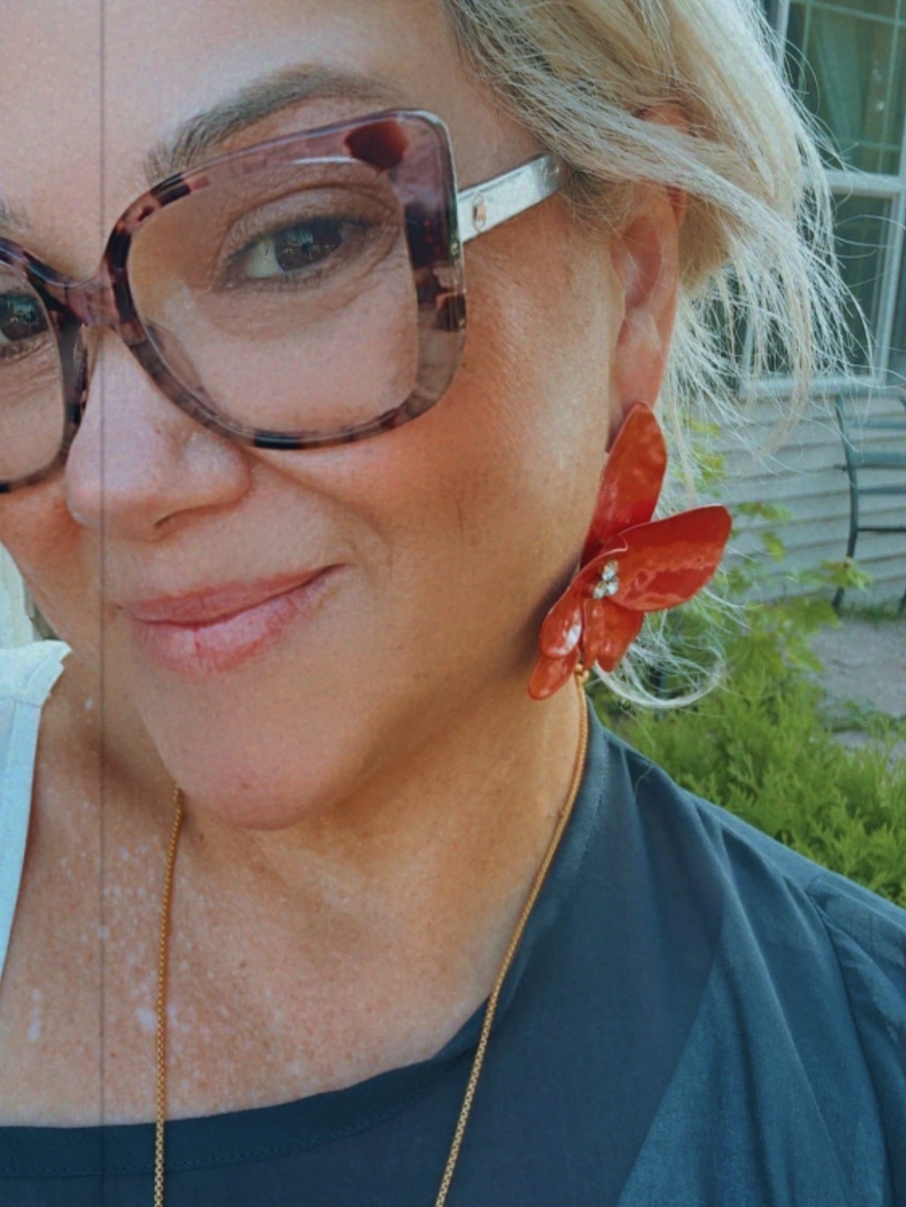 Red Floral Statement Earrings - Women Accessories